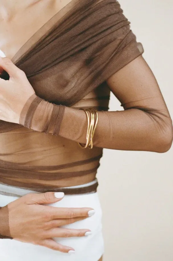 Wave Bangle Set Gold