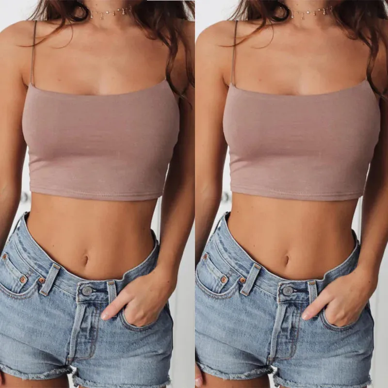 Women's Thin Strap Cami Crop Top