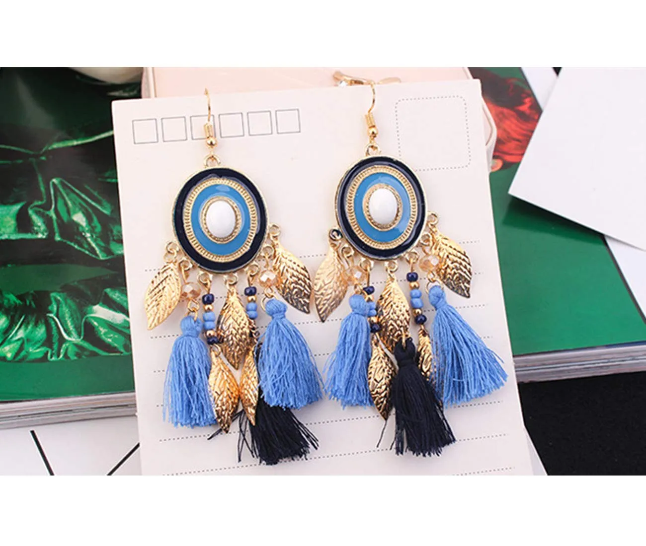 Yellow Chimes Gold Plated Multicolour Tassel Earrings for Women and Girls