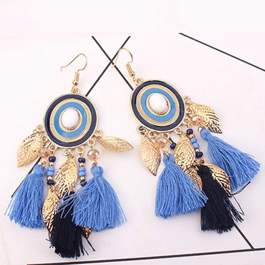 Yellow Chimes Gold Plated Multicolour Tassel Earrings for Women and Girls